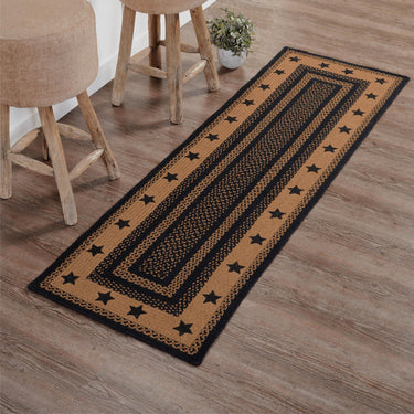 Farmhouse Jute Braided Rug/Runner Rect. Stencil Stars with Rug Pad 2'x6.5' VHC Brands - The Fox Decor